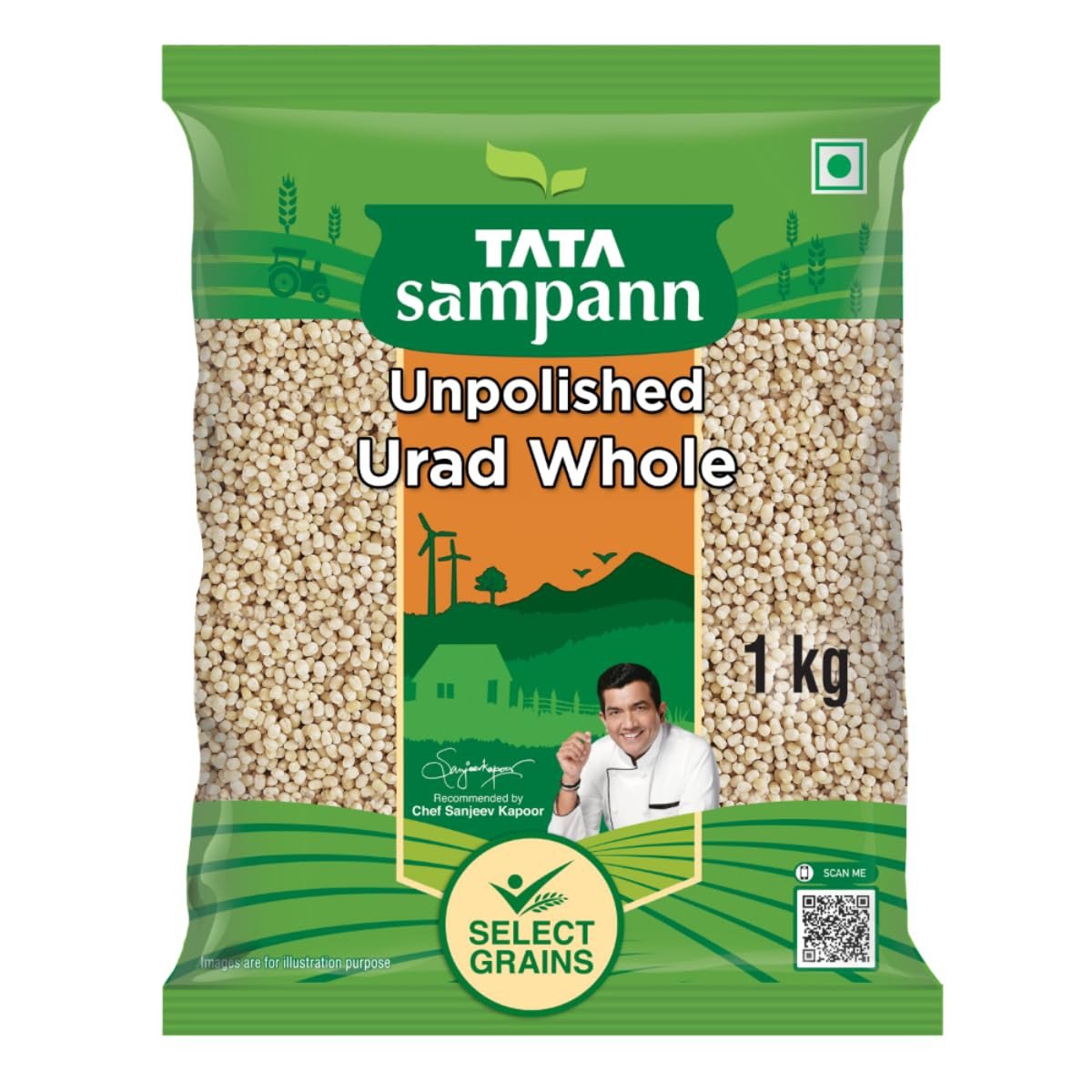 Tata Sampann Unpolished Urad Dal Whole, 1kg