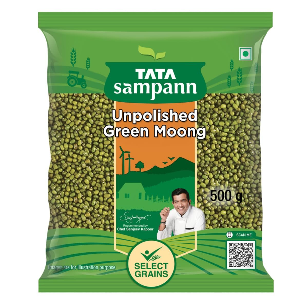 Tata Sampann Unpolished Green Moong Dal (Whole), 500g