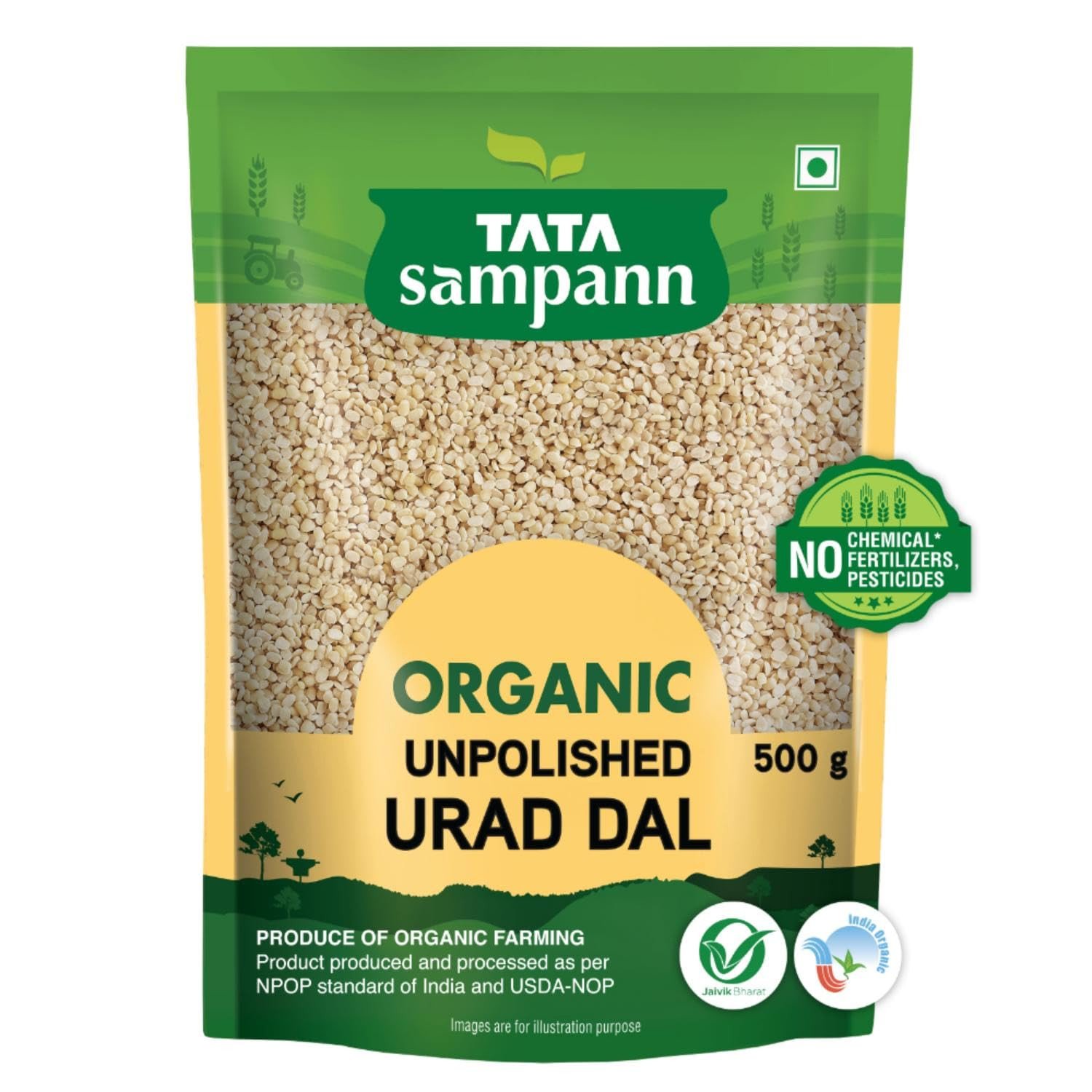 Tata Sampann Organic Urad Dal, 500g